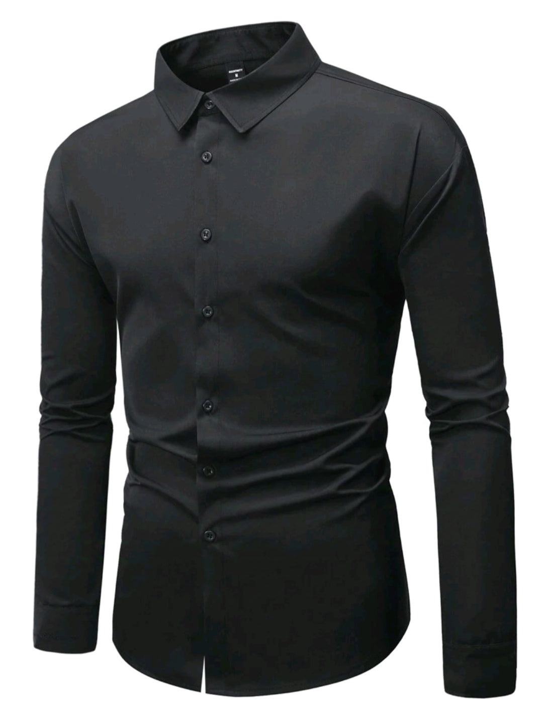 Camisa holgada para hombre de manga larga en unicolor