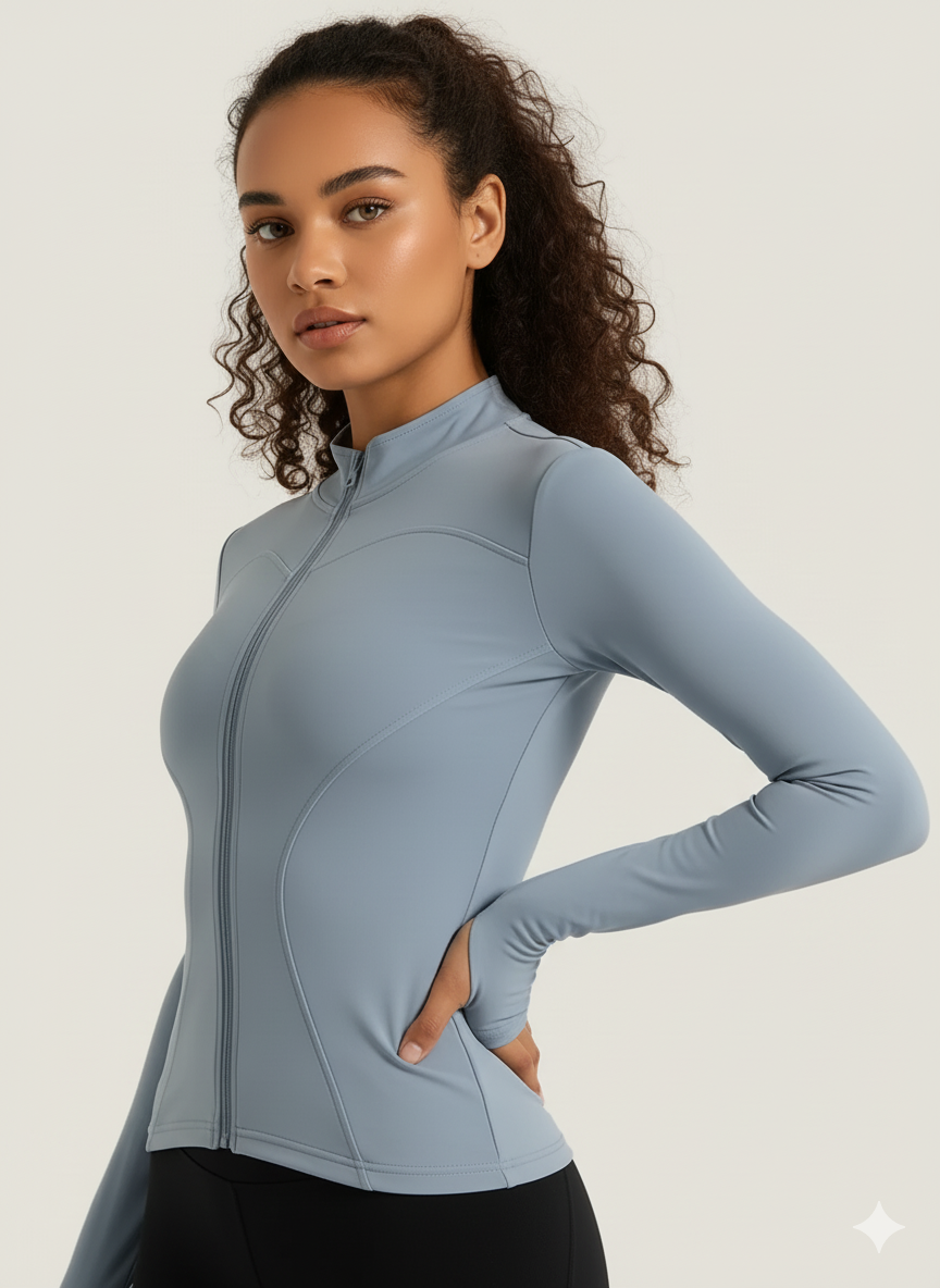Chaqueta deportiva ajustada con cierre para mujer