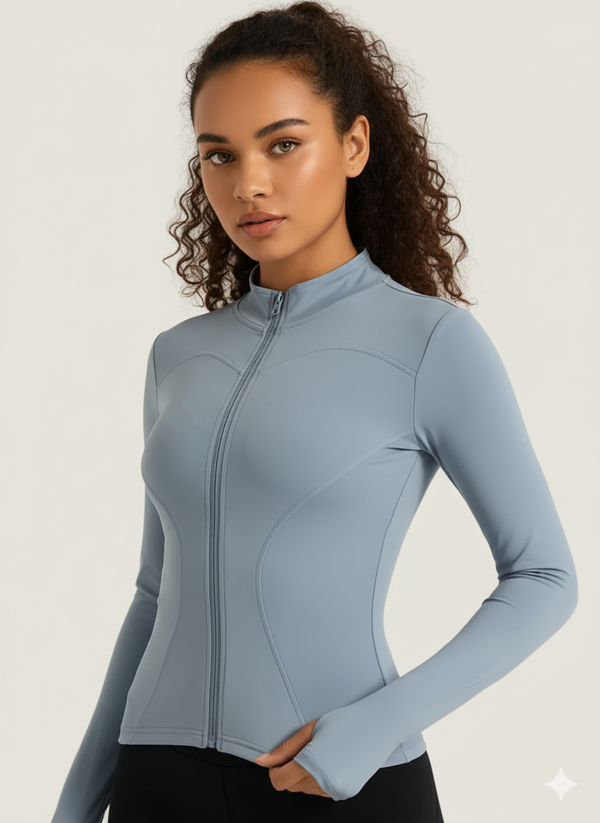 Chaqueta deportiva ajustada con cierre para mujer