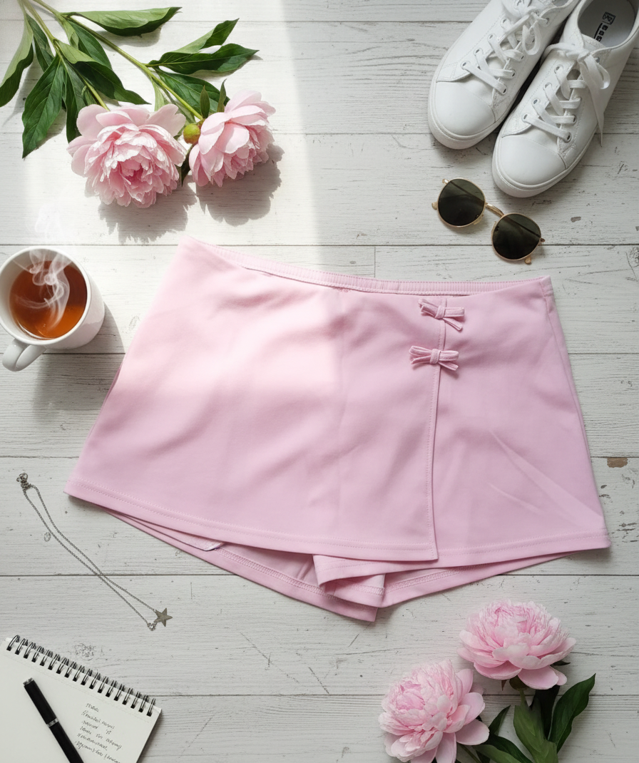 Talla 15; 1 pieza: Falda Short color rosa para el Día de San Valentín, talla grande